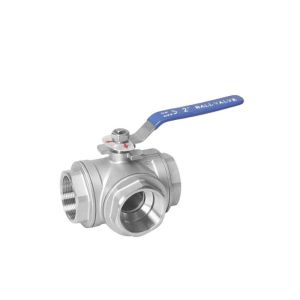 Stainless Steel Threaded End 3 Three Way Ball Valve L-Type for Normal Temperatur