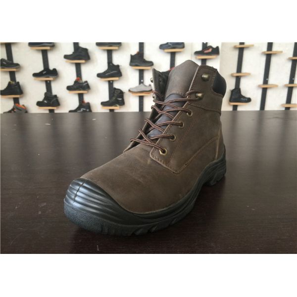 Nubuck Leather Military Boots , Steel Toe Construction Work Boots With Kevlar Middle Sole