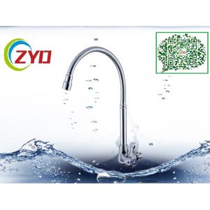 46CM Deck Mount Double Hole Universal Flexible Kitchen Sink Faucet Mixer Spout