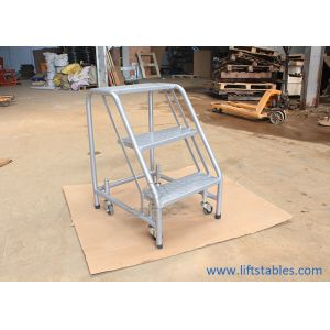 Position Movable Industrial Warehouse Platform Ladder With Wheels 2 Or 3 Steps