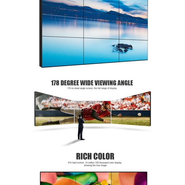 Customized Seamless LCD Video Wall 46 Inch Wide Viewing Angle Support Splice Function