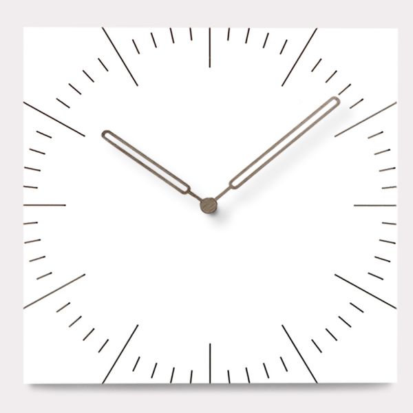 Square Decorative Wall Clocks For Living Room Brief Mute MDF Wood Large Hanging