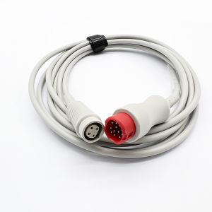 Mindray 12pin To 4pin IBP Adapter Cable 3m Grey Latex Free TPU Jackets
