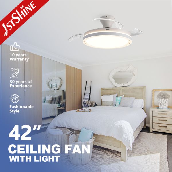 Quality 42-Inch Retractable Ceiling Fan Light , Dimmable LED Ceiling Fan for Home Hotel Office Use wholesale