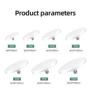 Plastic Body 12W 20W 30W 40W 50W LED Lamp E26 E27 UFO LED BULB 6500K