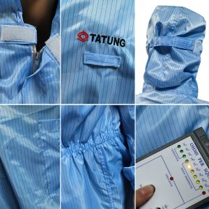 Washable Lightweight Clean Room Anti Static Overall With 99% Polyester 1% Carbon