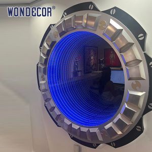 China Customized Metal Wall Art Sculpture Modern Lighting Circular Stainless Steel Decoration on sale