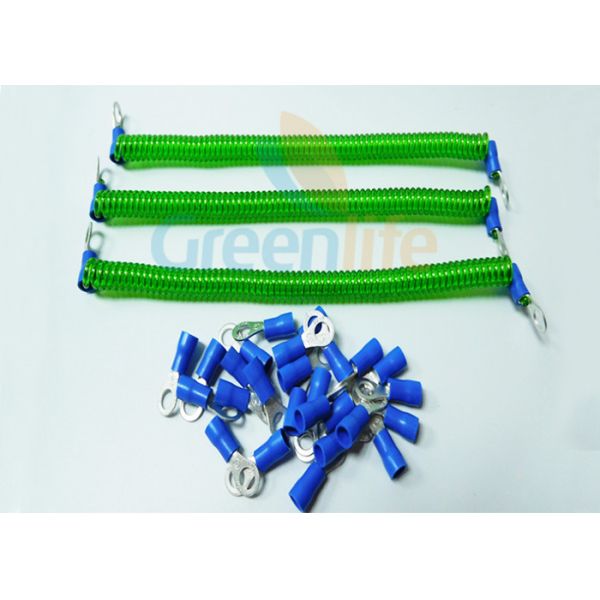 Safety Fashionable Coiled Security Tethers Transparent Green Spring With Two