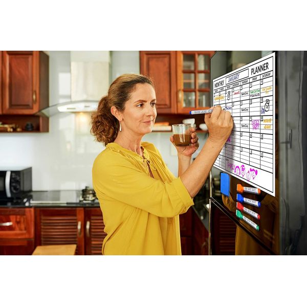 2. Magnetic Fridge Dry Erase Monthly Planner - Stain Resistant & Easy to Wipe Clean