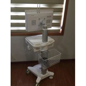 Hospital Laptop Computer Workstation Trolley With Electrically Adjustable Height