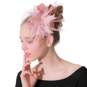 Pink Party Decoration Sinamay And Feather Fascinator With Wire Accessory 10x20