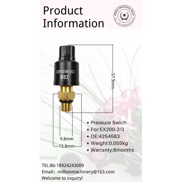 4254563 Excavator Accessories 20PS586-8D M8Z Pressure Swich Sensor HITACHI EX200