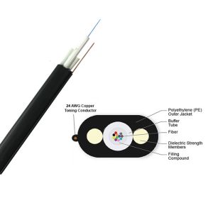 China Toneable Dielectric Aerial Fiber Drop Cable FTTP  With 24AWG Copper Wire on sale