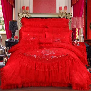 China Bedding Set Luxury Wedding 100% Cotton 200TC Bed Sheet Quilt Bedding Anti-Pull Set on sale