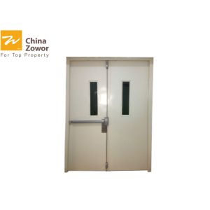 Double Leaf Gal. Steel Insulated Fire Exit Door With Vision Panel For Commercial Buildings