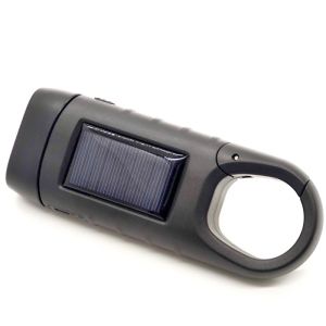 USB 4W LED Solar Light Portable Hand Cranked Flashlight Emergency Power Bank