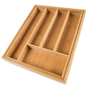 China Bamboo expandable cutlery tray drawer organizer on sale