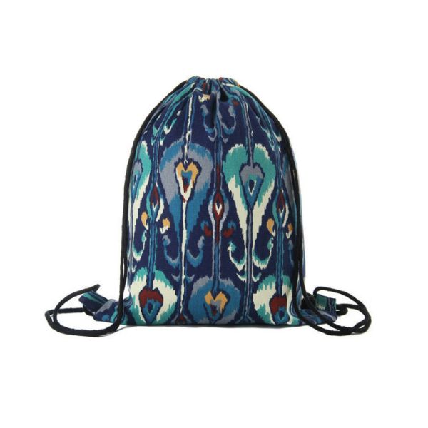 Quality Custom Pull String Bags , Thermal Transfer Printing Canvas Drawstring Cinch Backpack wholesale