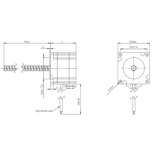 Nema 23 57mm Hybrid Ball Screw Stepper Motor 1.8° Step Angle 4 Lead Wires For Medical Diagnostic Equipment