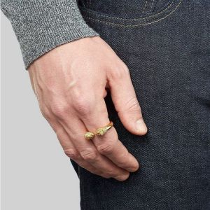 Adjustable Mens Lion Head Ring 18K Gold Size 5 - Size 10 Brass Lion Ring