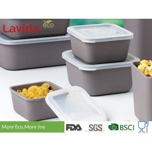 Gray Sandwich Bamboo Fiber Square Storage Boxes Smooth Surface CE / FDA Standard