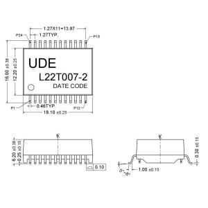 L22T007-2 UDE 1 Port 2.5G Base - T LAN Filter Transformer Modules Meet IEEE802.3