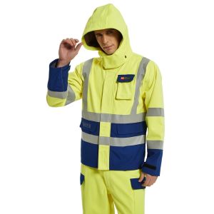 Hivis Yellow Rich Modacrylic Fire Proof Rain Wear Electric Preventing Jacket