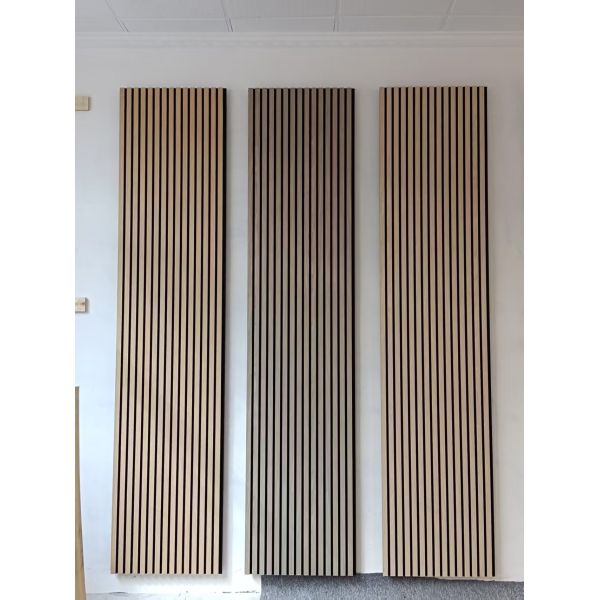 Quality Modern Wood Slat Acoustic Wall Panel With Eco PET Felt Backing And Sound Absorption wholesale