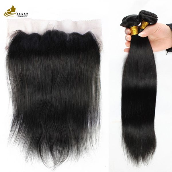 Quality Straight Remy Brazilian Human Hair Bundle with Lace Frontal Closure wholesale