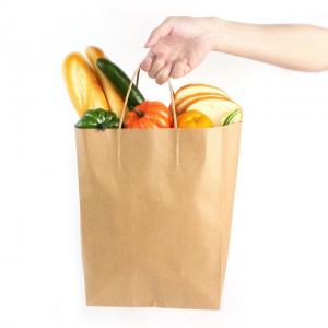 Cheap Grocery Paper Bags For Vegetables Biodegradable Greaseproof Kraft Material for sale