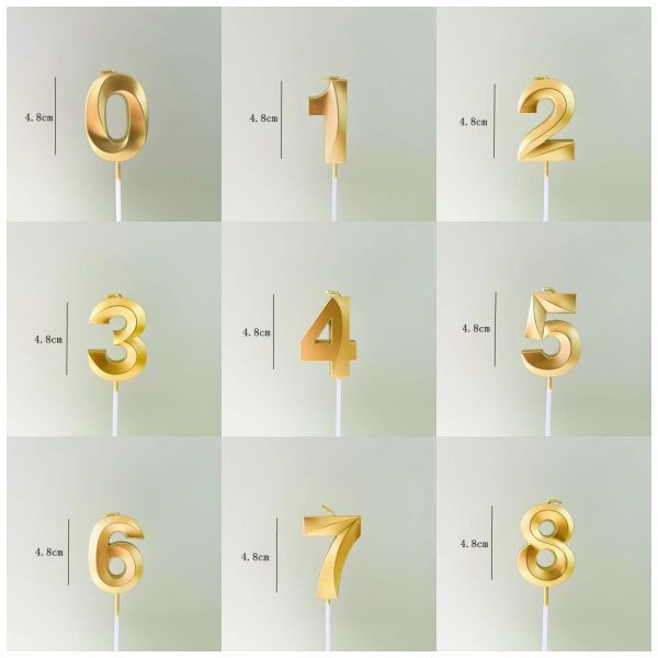 Wholesale Number Candles Gold-Plated 0-9 Wax Cake Candle Mini Cake Shaped Candles