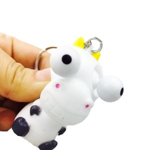 Creative Cartoon PVC Soft Rubber Unicorn Eyes Pop Out Key Chain, Custom Anime