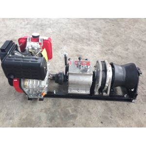 Diesel Wire Rope Winch Cable Pulling Machine Capacity 50KN 5 Ton Fast Speed