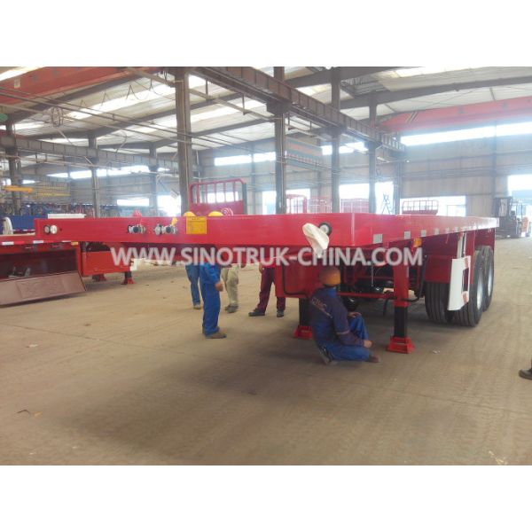 Quality 2 Alxe Flatbed Semi Trailer 28t Support Leg To Load 20 Feet Container 8 Pcs Lock wholesale