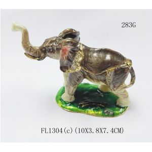 Cheap pewter family elephant jewelry box,elephant shape bejeweled box,alloy elephant trinket box for sale