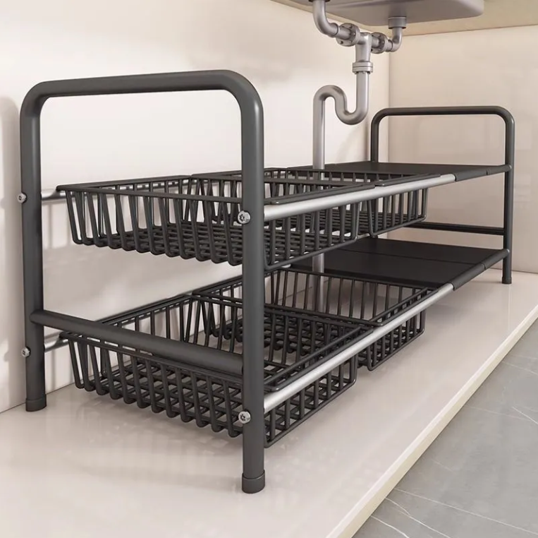 Under-Sink Storage Rack with Telescopic Range 50-86cm and 5cm Adjustable Layer