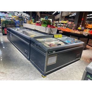 2.1 Meter Commercial Display Freezer Island Showcase For Meat And Seafood