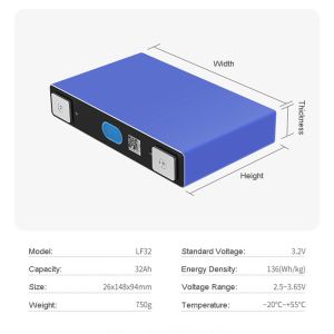 Solar Energy Prismatic Lithium Battery Cell 32Ah Quick Charging