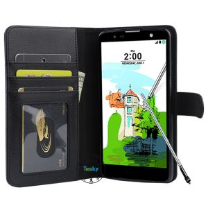 book type pu leather case cover with card holder and stand function for LG