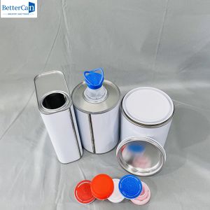1 Liter Rectangular Empty Tin Cans With Plastic Cap 500ML Round Metal Contianer