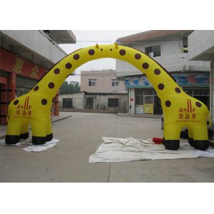Cheap Yellow 0.55 mm PVC Inflatable Airblown Arch , Giraffe Entrance Archway Custom for sale