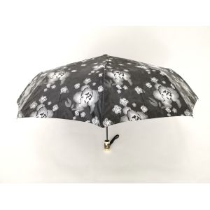 Waterproof Fabric 9 Panels Auto Open Close Umbrella In Black Color With Printed