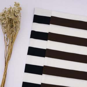 Smooth Striped Textured Fabric , Modal Hot Shell Black And White Stripe Fabric