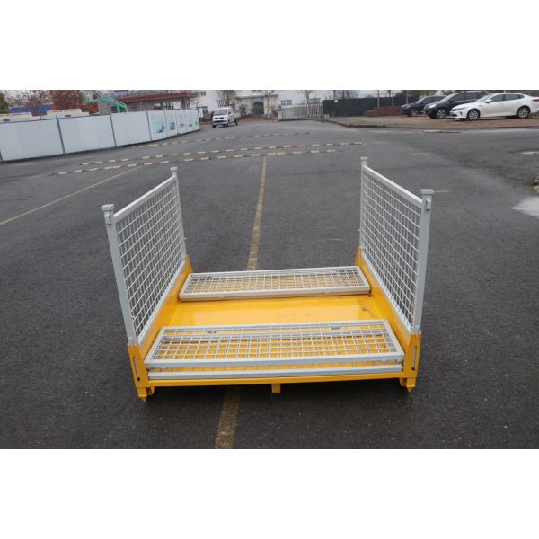 High Load Capacity 4 Stackable Pallet Cage Industrial Folding Metal Pallet Cage