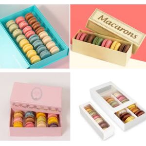 Food Safe Macaron Paper Box Packing Macaron Plastic Box Drawer Style