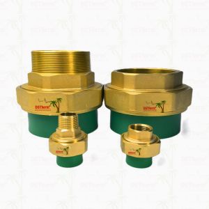 Green Ppr Male & Female Customized Brass Threaded Union Corrosion Resistant