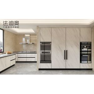 U-Shaped Stainless Steel Kitchen Cabinets With Sintered Stone Cladding Elegance