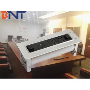 Electric Rotating 2mm Panel Thickness Silver Table Pop Up Hidden Connector