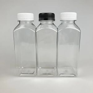 China Transparent / Custom Color 250ml 350ml 500ml PET Food Grade Juice Plastic Bottle With Lid Printing Custom on sale