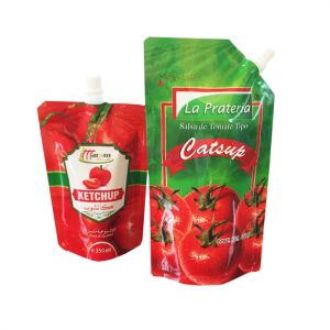 China ECO Friendly Custom Printed Tomato Ketchup Chilli Sauce Pouch Packaging with Spout Food Stand up Pouch Custom Size Accepted on sale